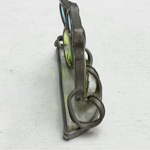 Adorable Stained Glass Sun Catcher Owls Window Lead Metal Vintage - Picture 7 of 12